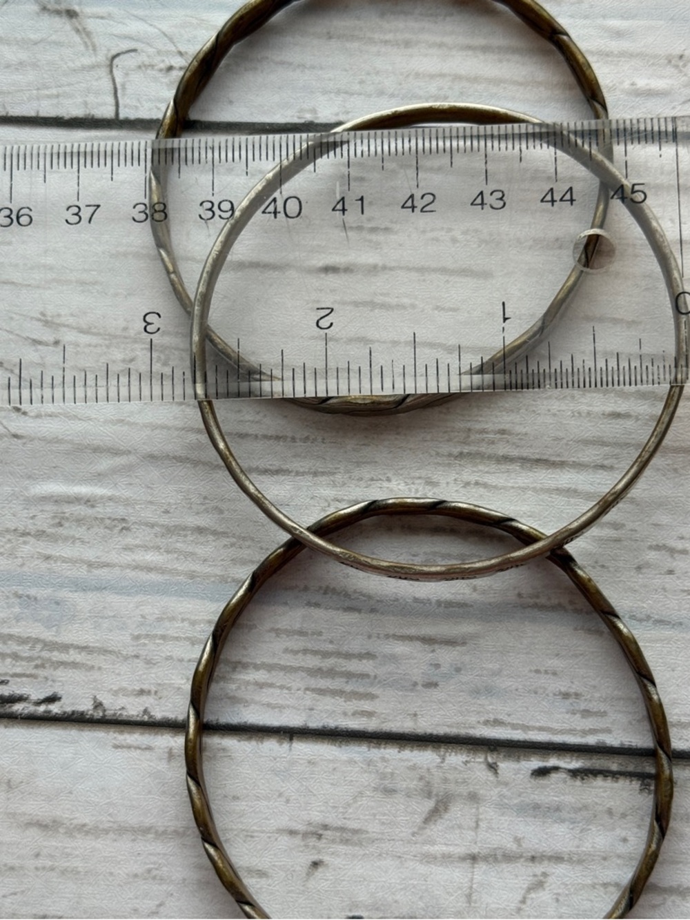 Stackable Hammered taco sterling and Metal Bangle Bracelets - Antique